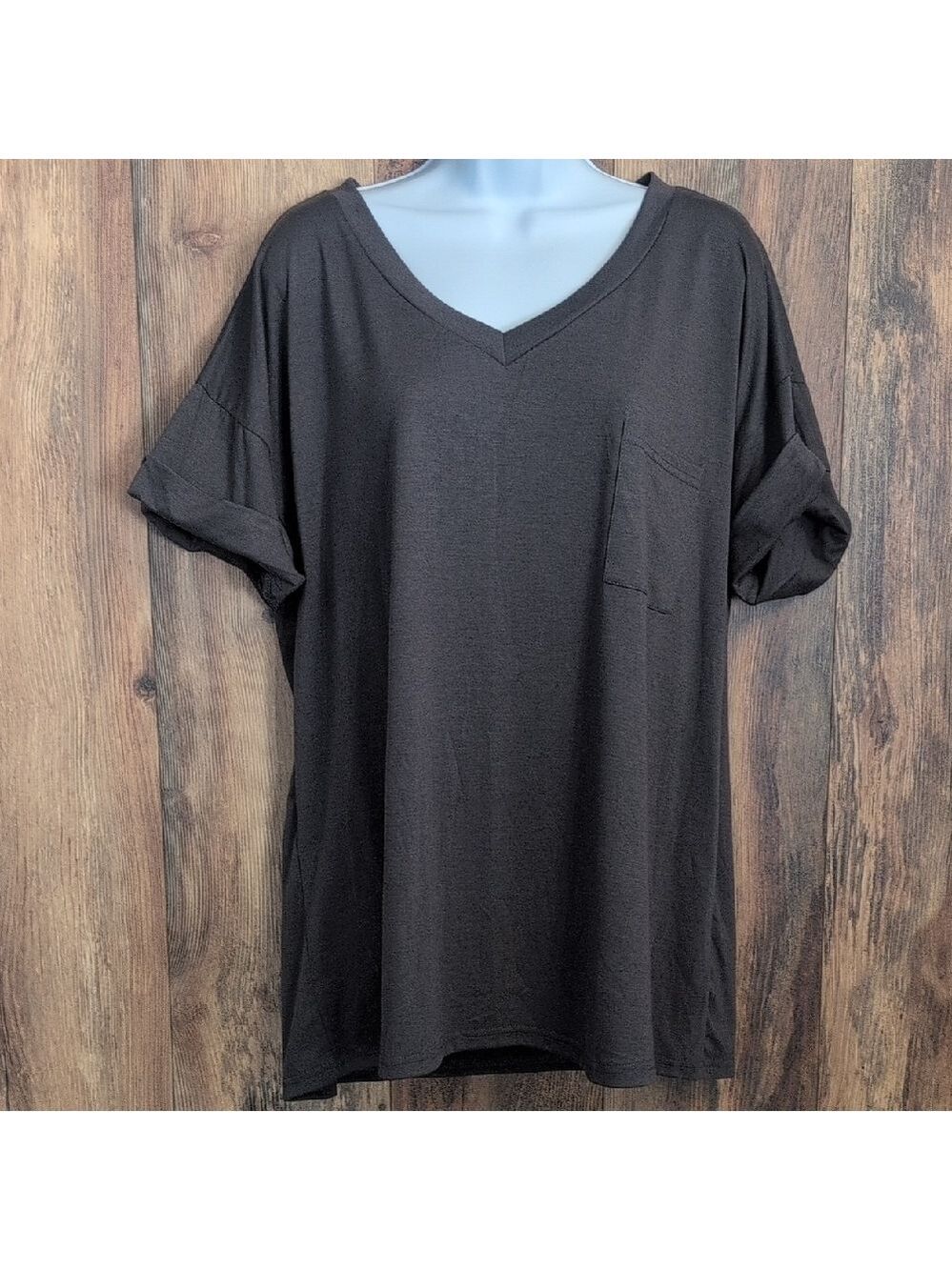 MIHOLL Gray V-Neck Short Sleeve Tee XXL                                     D123